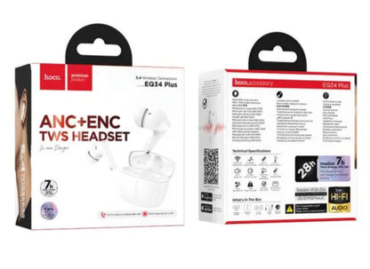 Bluetooth Handsfree HOCO EQ34 Plus, TWS, ANC, White