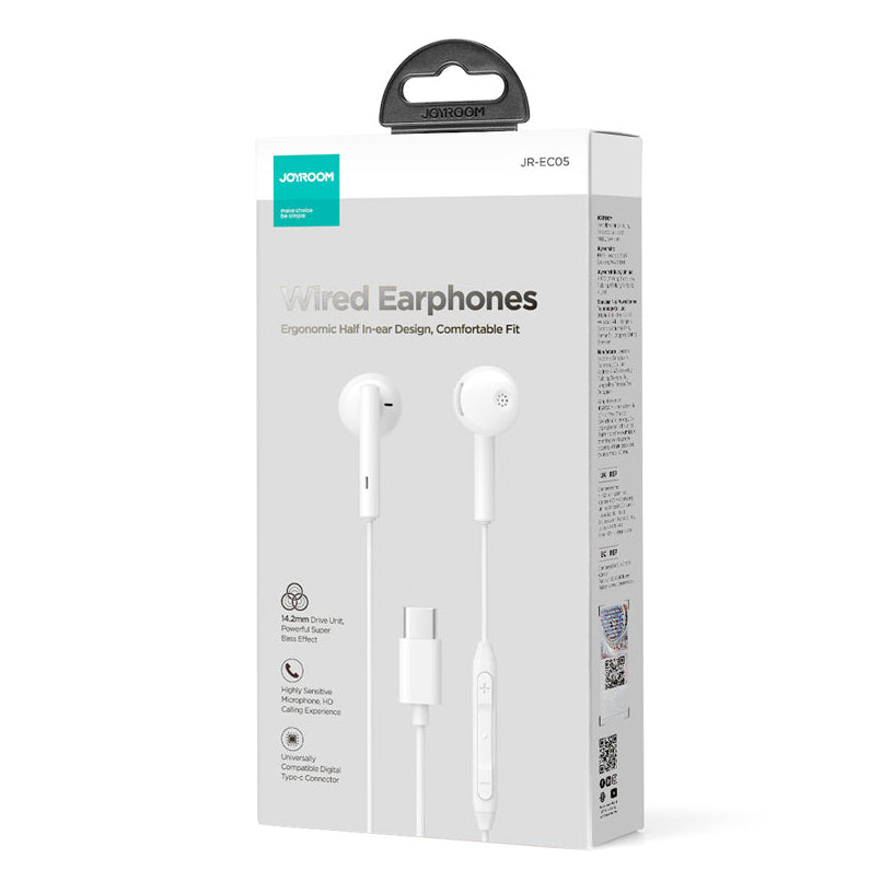 Handsfree USB-C Joyroom JR-EC05, White