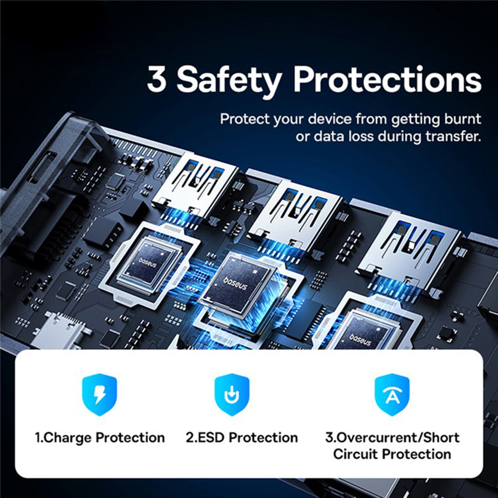 Baseus UltraJoy USB-C Hub, 4 x USB-A 3.0 - 1 x USB-C - 1 x HDMI - 1 x VGA, Gray B00052803811-01