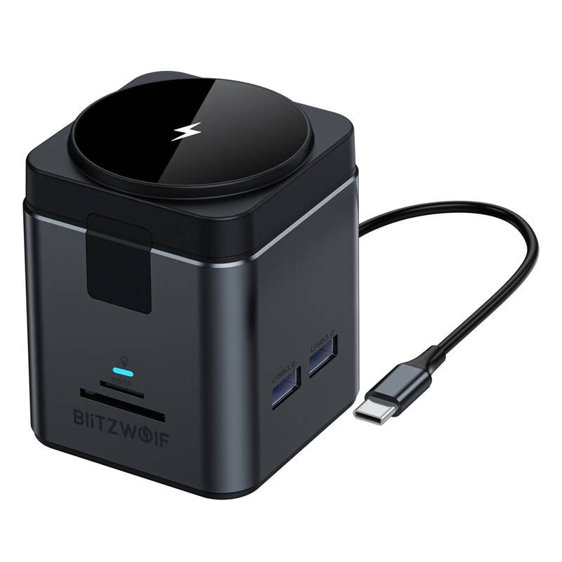 USB-C Hub with Wireless QI Charging BlitzWolf BW-TH17, 9in1, Black
