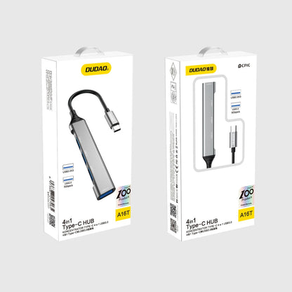 Dudao A16T USB-C Hub, 1 x USB-A 3.0 - 3 x USB-A, Black