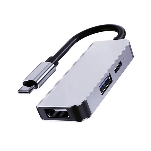 Techsuit H4 TurboChargeX USB-C Hub, 3in1, Gray