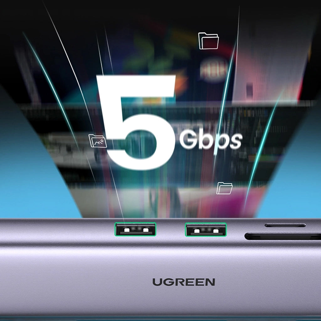 UGREEN CM512 USB-C Hub (90568), 2 x USB-A 3.0 - 1 x USB-C - 1 x HDMI - 1 x RJ45 - 1 x SD - 1 x microSD, Gray