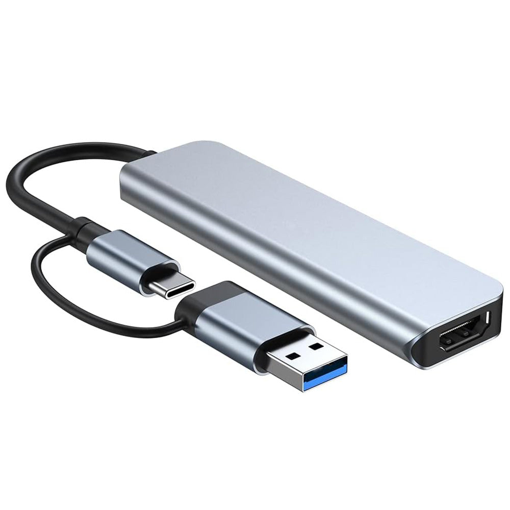 USB / USB-C Techsuit H7 DataBridge Hub, 5in1, Gray