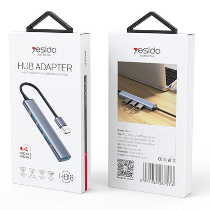 Yesido HB18 USB Hub, 4in1, Gray