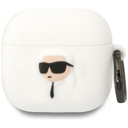 Karl Lagerfeld 3D NFT Karl's Head Case for Apple AirPods 4, White