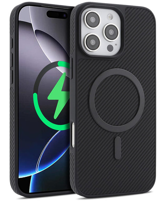 MagSafe Case for Apple iPhone 16 Pro, OEM, Carbon Metal Ring, Black