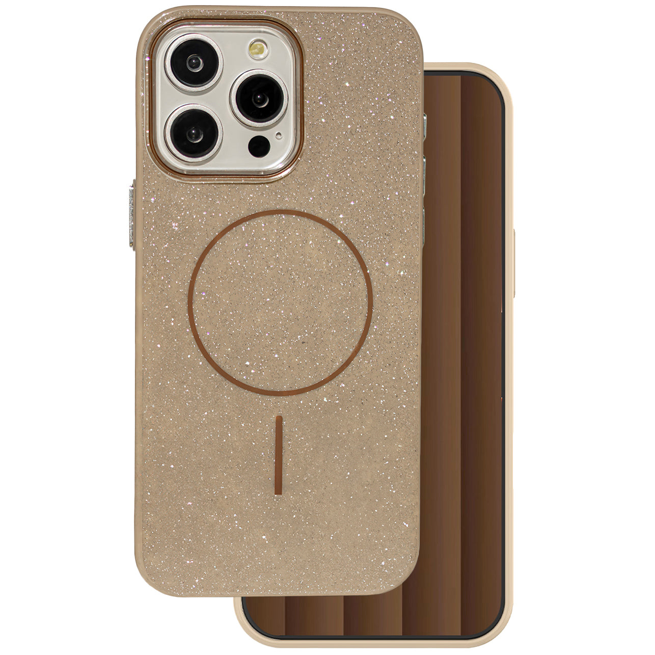 MagSafe Case for Apple iPhone 15 Pro, OEM, Glitter Thin Mag, Brown