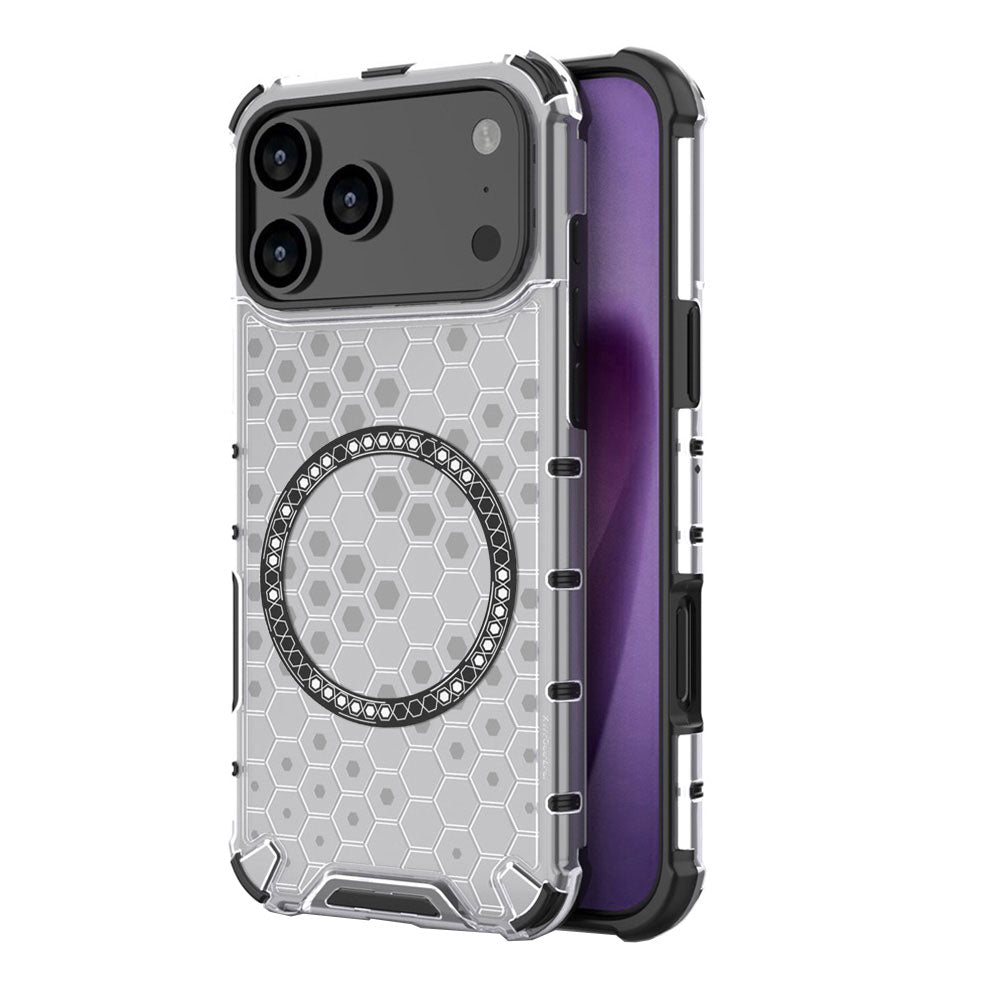 MagSafe Case for Apple iPhone 17 Pro Max, Techsuit, HoneyComb Shield, White