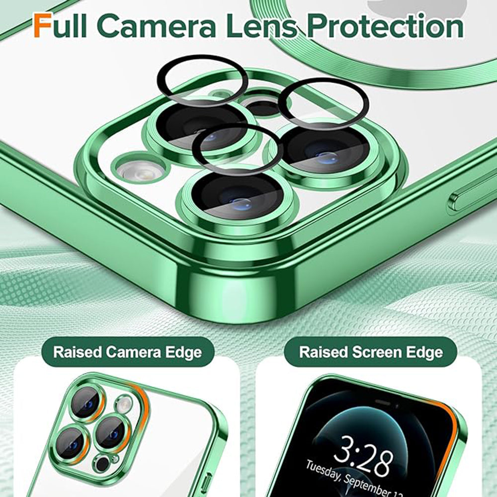 MagSafe Case for Apple iPhone 12 Pro Max, Techsuit, Luxury Crystal, Light Green