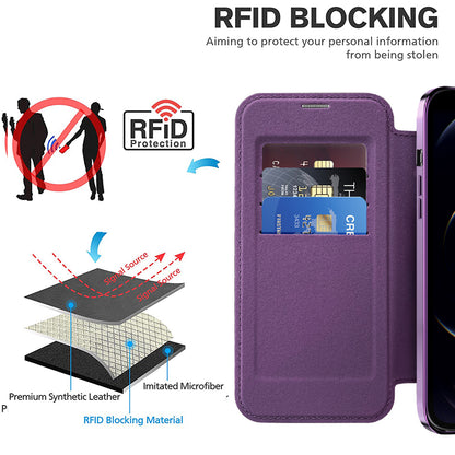 MagSafe Case for Apple iPhone 12 Pro Max, Techsuit, SmartMag Book, Purple