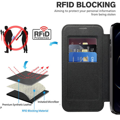 MagSafe Case for Apple iPhone 12 Pro Max, Techsuit, SmartMag Book, Black