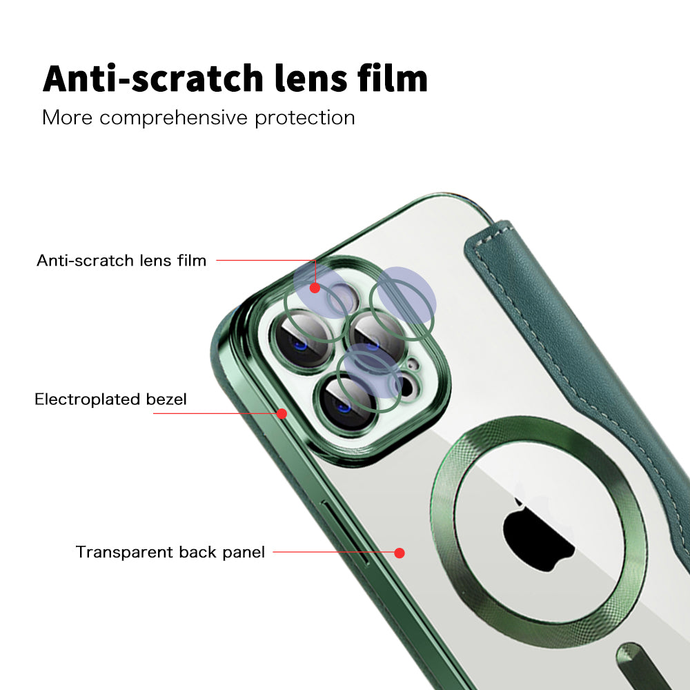 MagSafe Case for Apple iPhone 12 Pro Max, Techsuit, SmartMag Book, Green