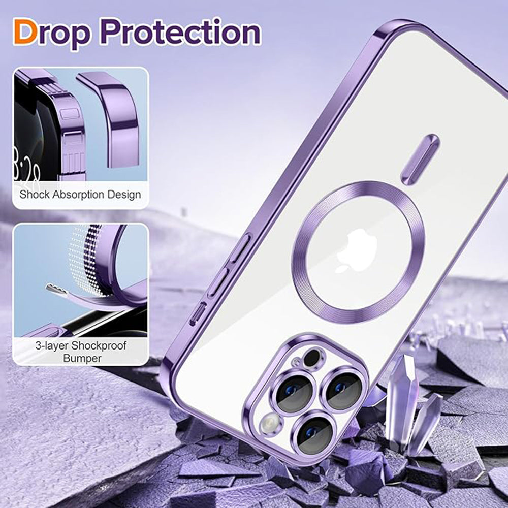 MagSafe Case for Apple iPhone 12 Pro, Techsuit, Luxury Crystal, Light Purple