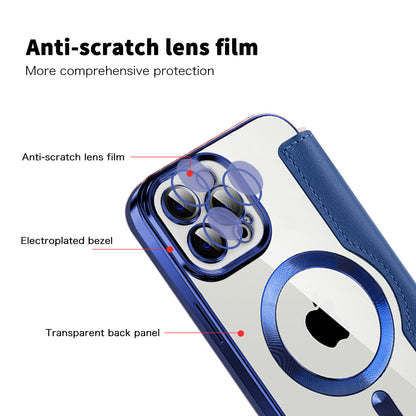 MagSafe Case for Apple iPhone 12 Pro, Techsuit, SmartMag Book, Blue