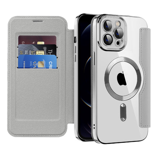 MagSafe Case for Apple iPhone 12 Pro, Techsuit, SmartMag Book, Gray