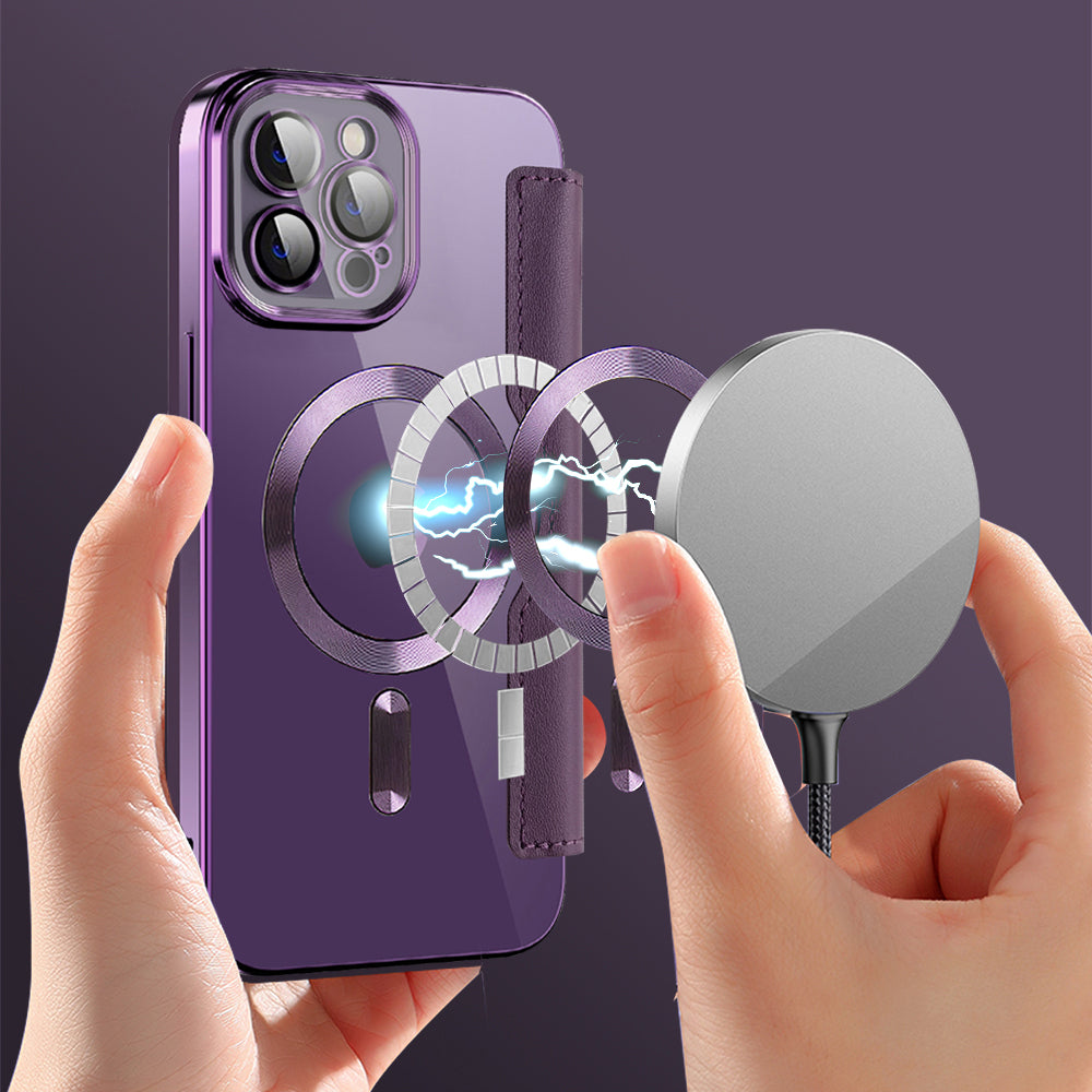 MagSafe Case for Apple iPhone 12 Pro, Techsuit, SmartMag Book, Purple