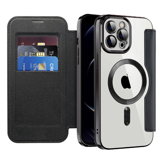 MagSafe Case for Apple iPhone 12 Pro, Techsuit, SmartMag Book, Black
