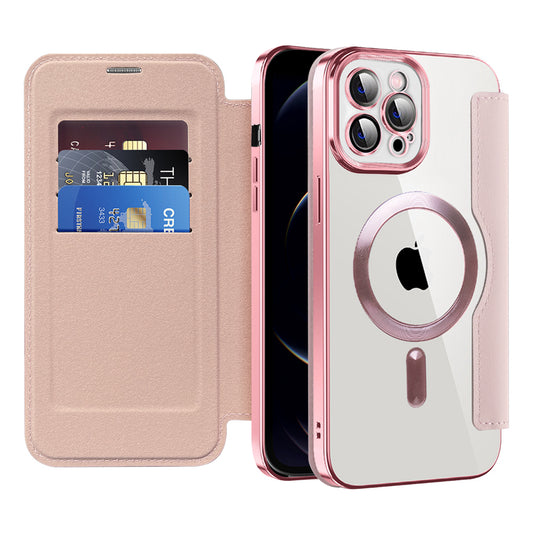 MagSafe Case for Apple iPhone 12 Pro, Techsuit, SmartMag Book, Pink