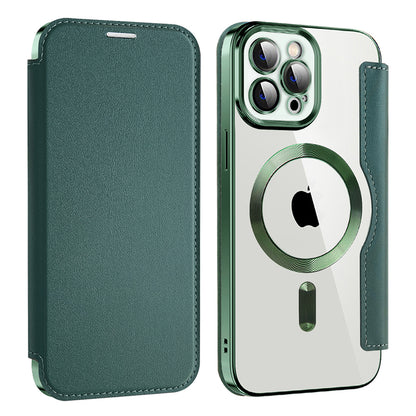 MagSafe Case for Apple iPhone 12 Pro, Techsuit, SmartMag Book, Green