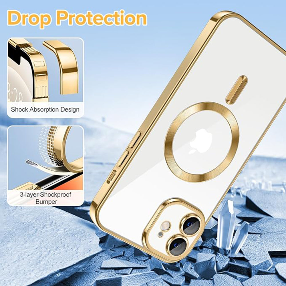 MagSafe Case for Apple iPhone 12, Techsuit, Luxury Crystal, Gold