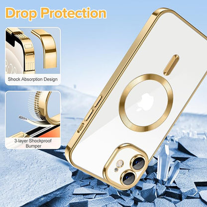 MagSafe Case for Apple iPhone 12, Techsuit, Luxury Crystal, Gold