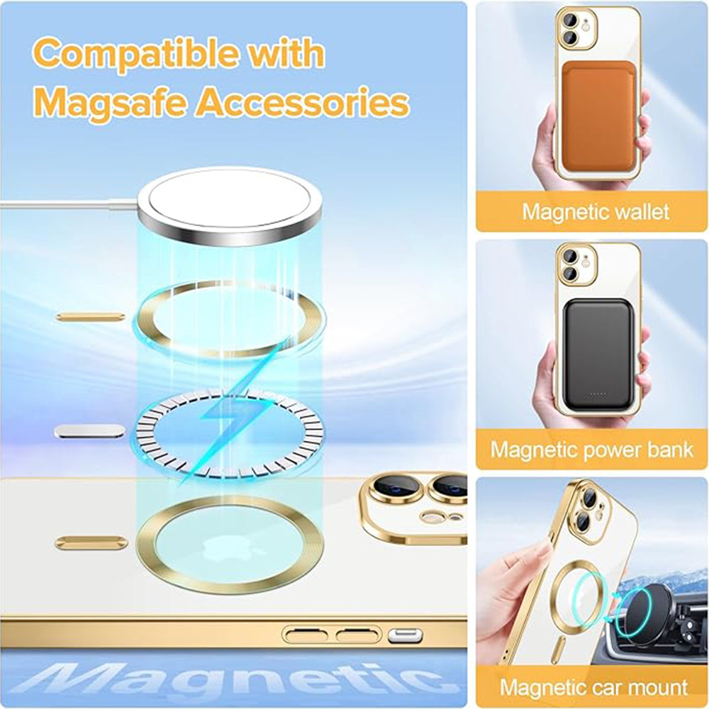 MagSafe Case for Apple iPhone 12, Techsuit, Luxury Crystal, Gold
