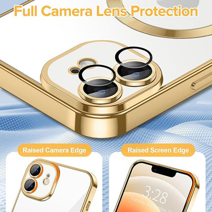 MagSafe Case for Apple iPhone 12, Techsuit, Luxury Crystal, Gold