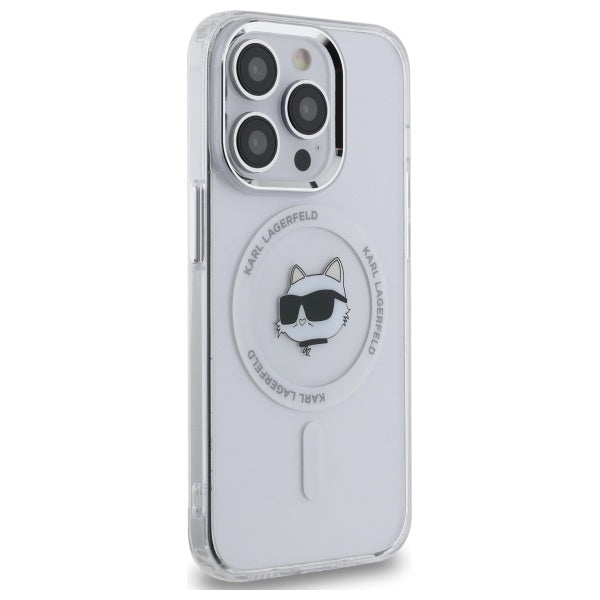 MagSafe Case for Apple iPhone 13 Pro Max, Karl Lagerfeld, IML Metal Choupette's Head, White