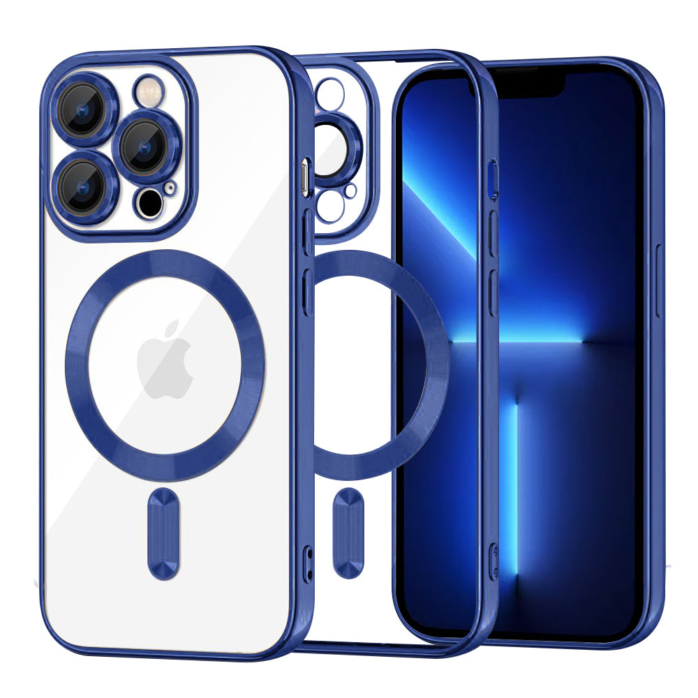 MagSafe Case for Apple iPhone 13 Pro Max, Techsuit, Luxury Crystal, Dark Blue