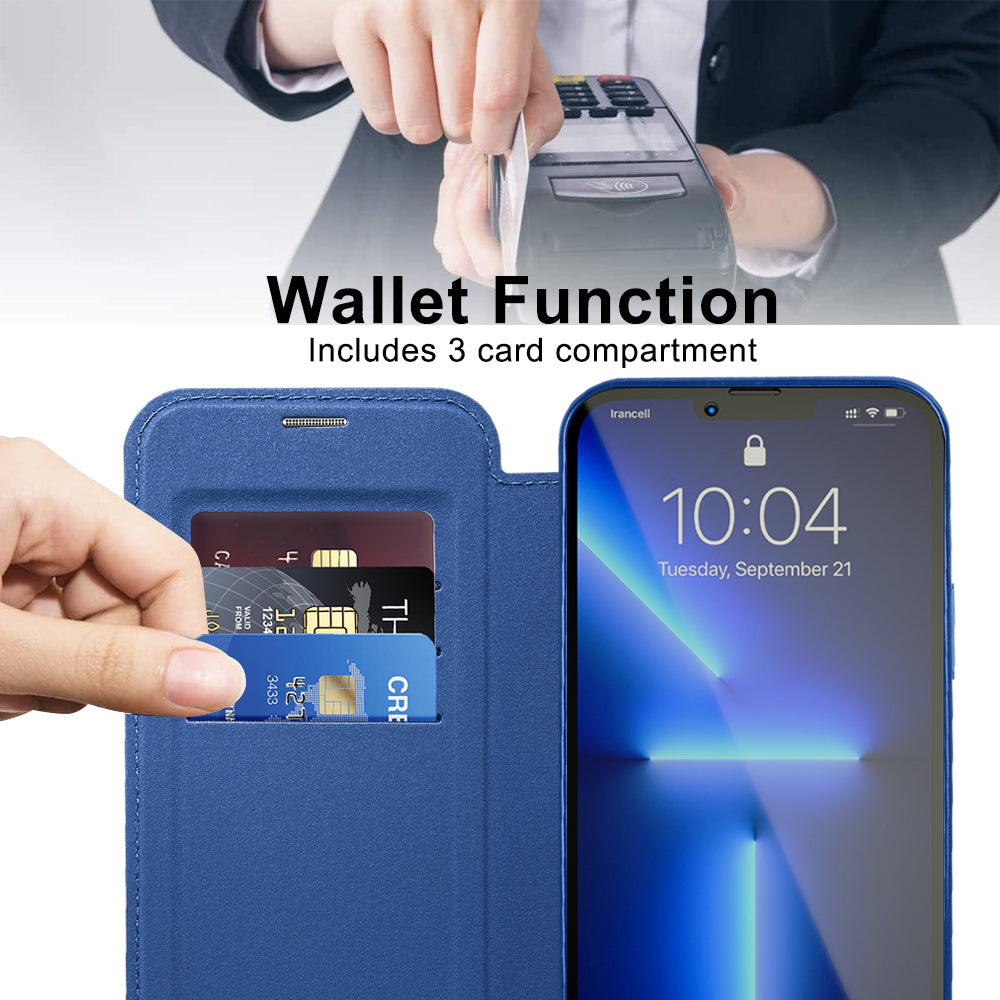 MagSafe Case for Apple iPhone 13 Pro Max, Techsuit, SmartMag Book, Blue