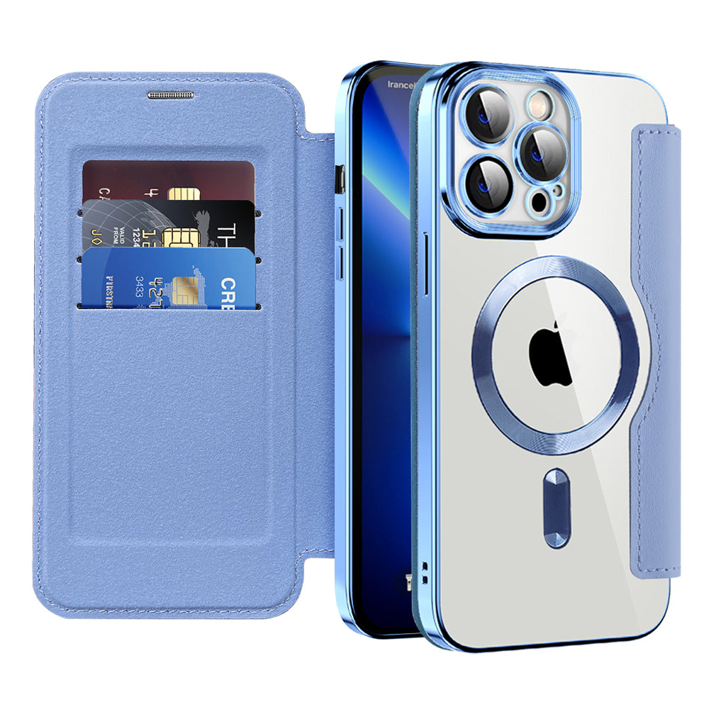 MagSafe Case for Apple iPhone 13 Pro Max, Techsuit, SmartMag Book, Blue