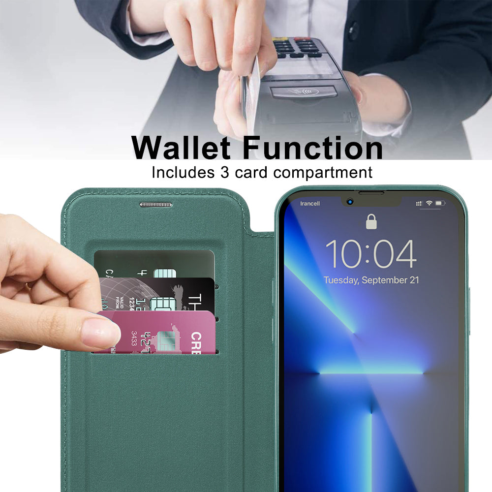 MagSafe Case for Apple iPhone 13 Pro Max, Techsuit, SmartMag Book, Green
