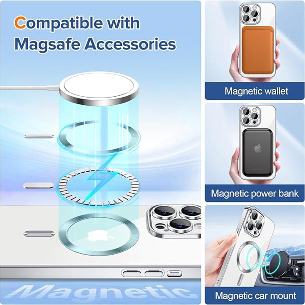 MagSafe Case for Apple iPhone 13 Pro, Techsuit, Luxury Crystal, Silver