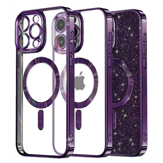 MagSafe Case for Apple iPhone 13 Pro, Techsuit, Luxury Glitter, Dark Purple