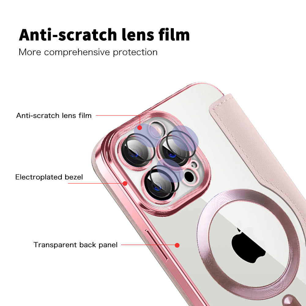MagSafe Case for Apple iPhone 13 Pro, Techsuit, SmartMag Book, Pink