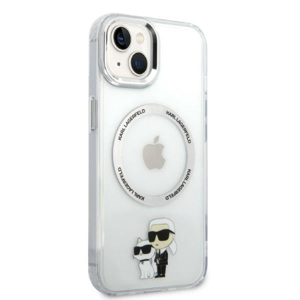 MagSafe Case for Apple iPhone 14 Plus, Karl Lagerfeld, Ikonik Karl & Choupette, Transparent