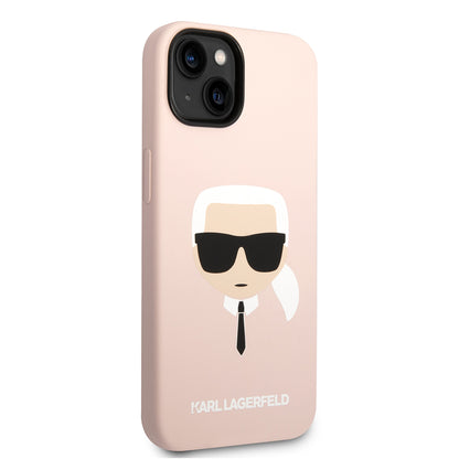 MagSafe Case for Apple iPhone 14 Plus, Karl Lagerfeld, Silicone Karl's Head, Pink