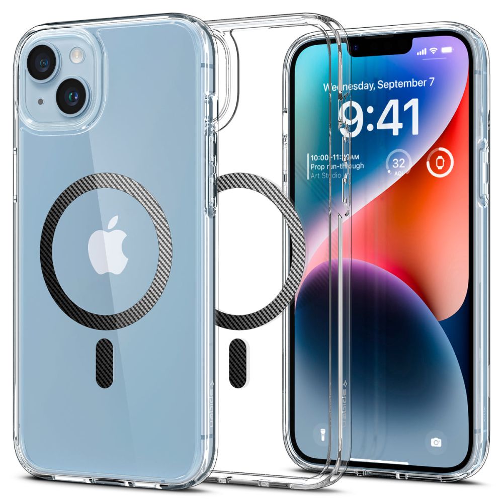 MagSafe Case for Apple iPhone 14 Plus, Spigen, Ultra Hybrid Carbon, Transparent