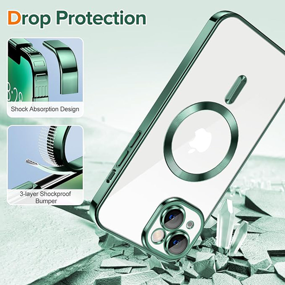MagSafe Case for Apple iPhone 14 Plus, Techsuit, Luxury Crystal, Dark Green