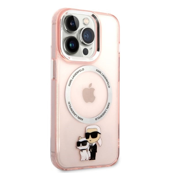 MagSafe Case for Apple iPhone 14 Pro, Karl Lagerfeld, Ikonik Karl & Choupette, Pink