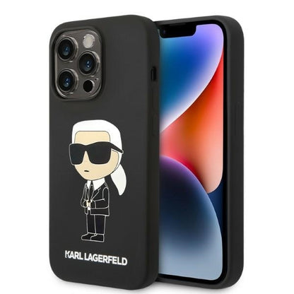 MagSafe Case for Apple iPhone 14 Pro, Karl Lagerfeld, Ikonik Karl Silicone, Black