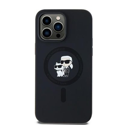 MagSafe Case for Apple iPhone 14 Pro, Karl Lagerfeld, Karl & Choupette Silicone, Black