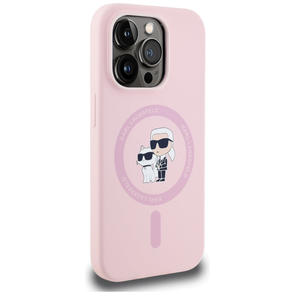 MagSafe Case for Apple iPhone 14 Pro, Karl Lagerfeld, Karl & Choupette Silicone, Pink