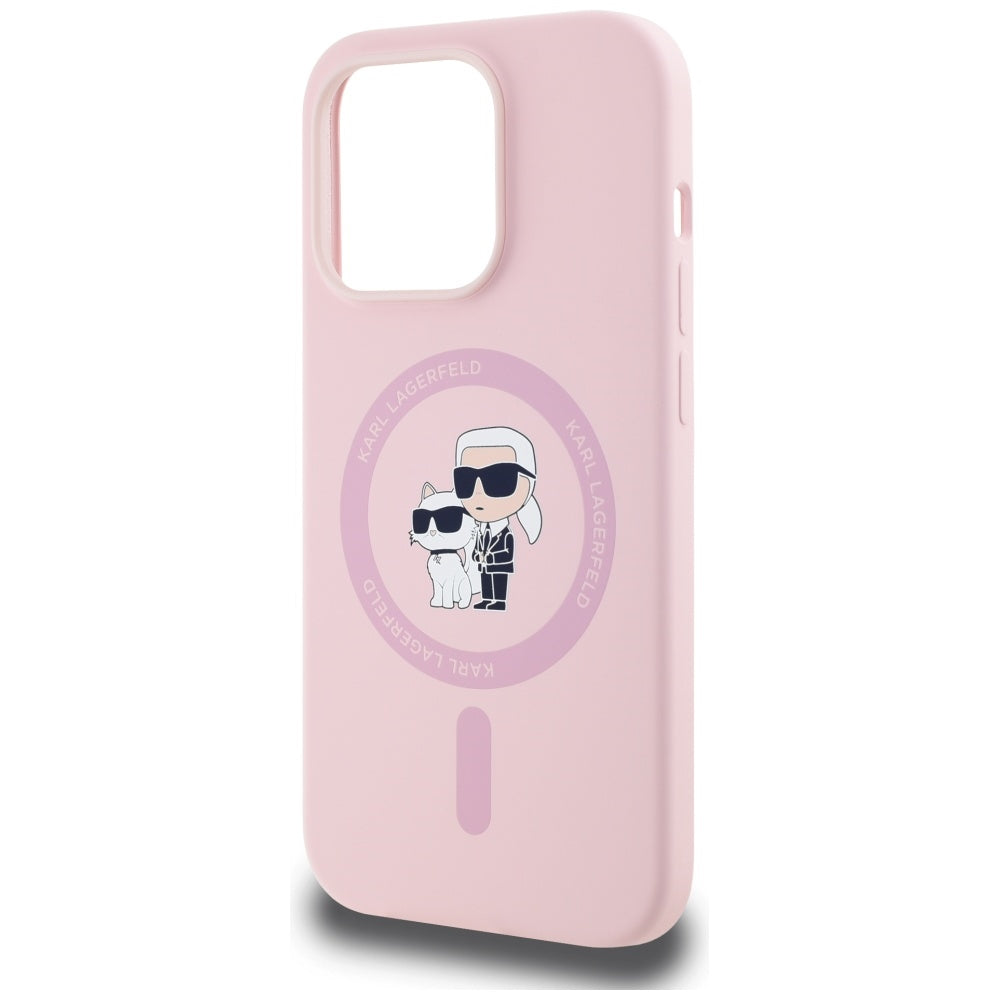 MagSafe Case for Apple iPhone 14 Pro, Karl Lagerfeld, Karl & Choupette Silicone, Pink