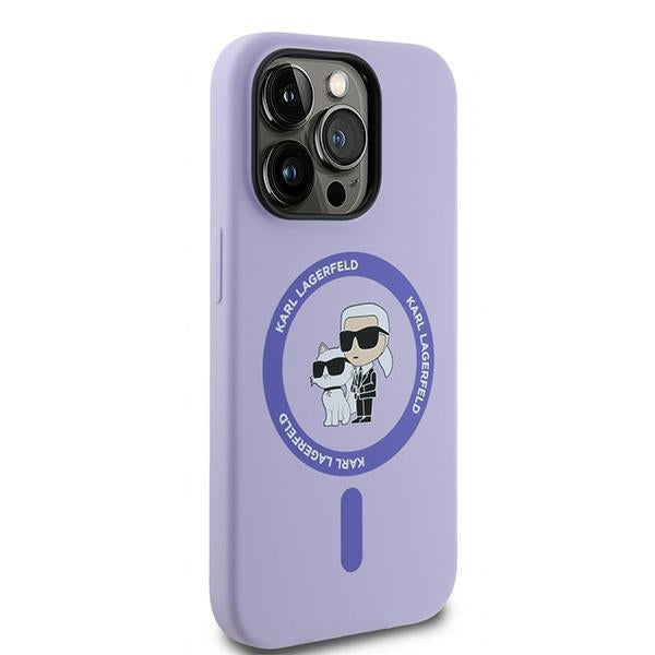 MagSafe Case for Apple iPhone 14 Pro, Karl Lagerfeld, Silicone Ring Karl & Choupette, Purple