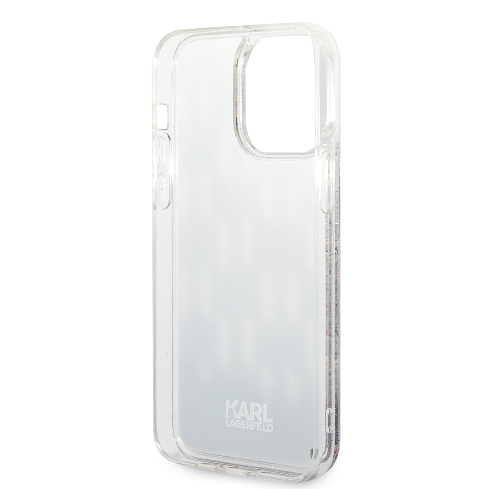 MagSafe Case for Apple iPhone 14 Pro Max, Karl Lagerfeld, Monogram Liquid Glitter, Black