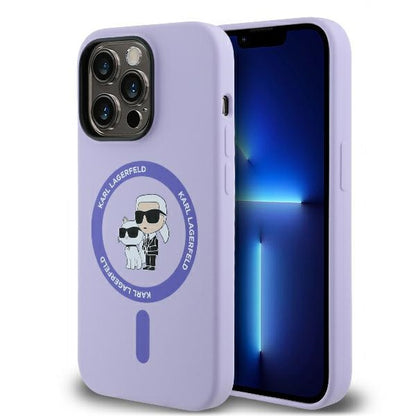 MagSafe Case for Apple iPhone 14 Pro Max, Karl Lagerfeld, Silicone Ring Karl & Choupette, Purple