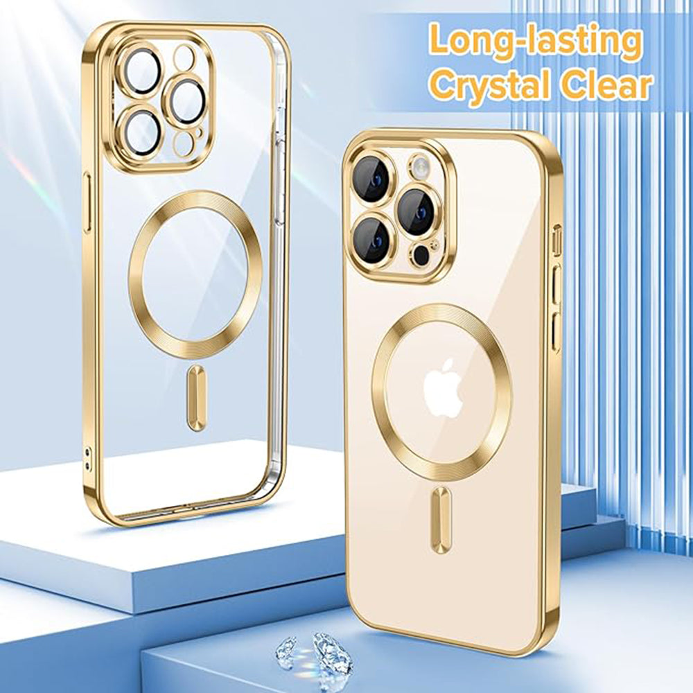 MagSafe Case for Apple iPhone 14 Pro Max, Techsuit, Luxury Crystal, Gold