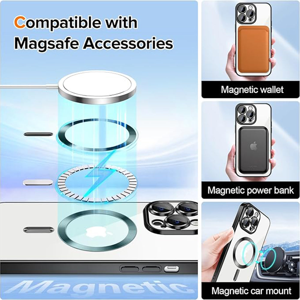 MagSafe Case for Apple iPhone 14 Pro Max, Techsuit, Luxury Crystal, Black